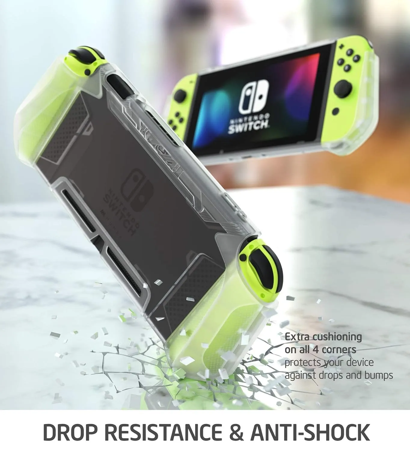 Mumba Dockable Case Compatible for Nintendo Switch, [Blade Series] TPU Grip Protective Cover Case with Ergonomic Design and Comfort Grip (Clear)
