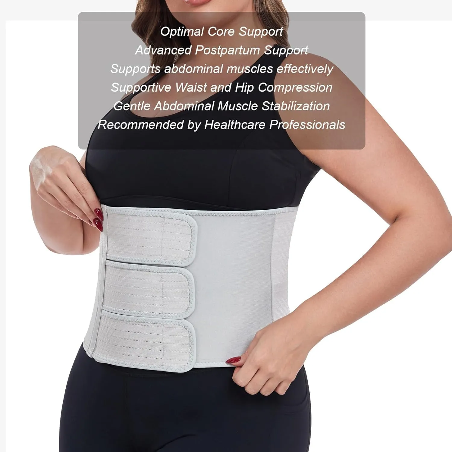 Postpartum Recovery Abdominal Binder Belly Band for Natural Delivery & C-Section Recovery, 9" High Compression Wrap