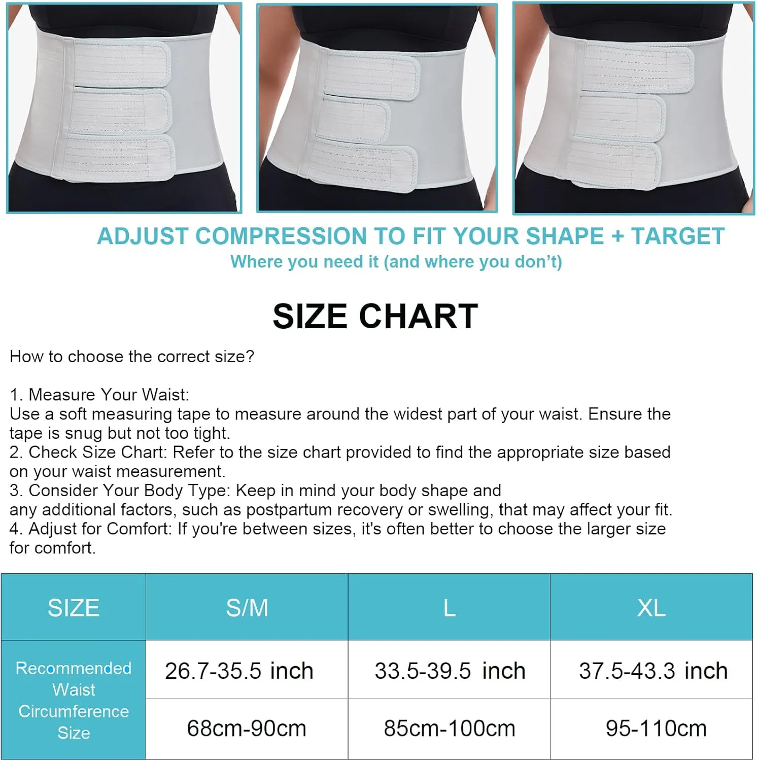 Postpartum Recovery Abdominal Binder Belly Band for Natural Delivery & C-Section Recovery, 9" High Compression Wrap
