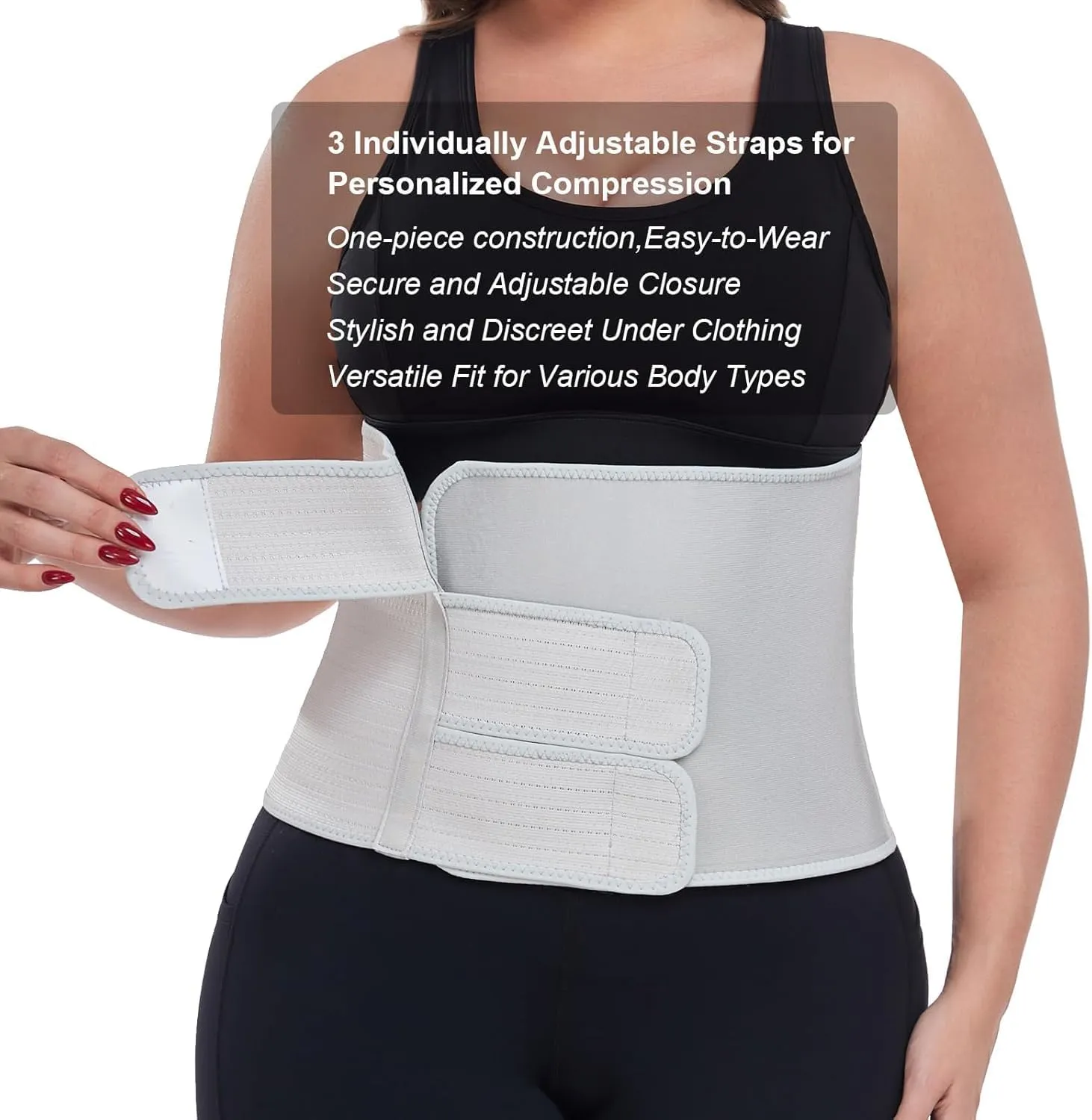 Postpartum Recovery Abdominal Binder Belly Band for Natural Delivery & C-Section Recovery, 9" High Compression Wrap