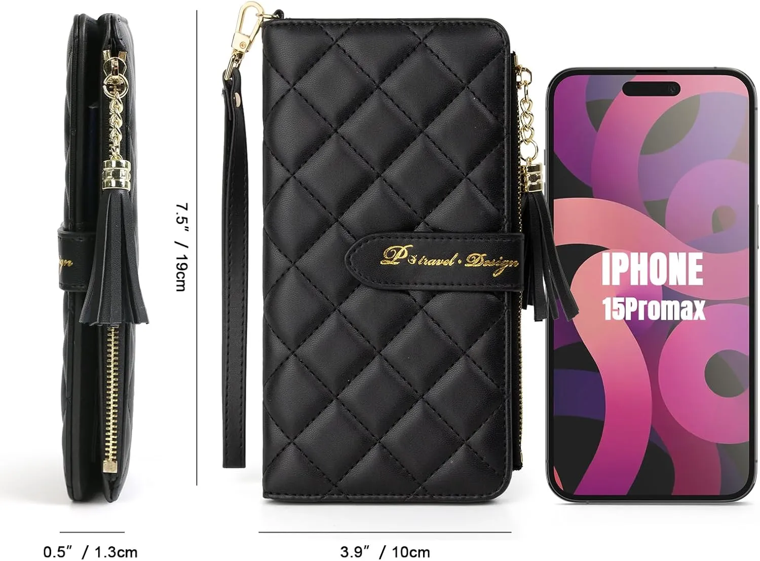 RFID Leather Travel Wallet for Women, Slim Travel Passport Holder with Credit Card Holder, Lightweight Bifold Passport Case Organizer with Zipper Pocket