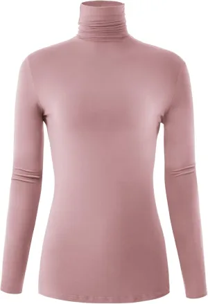 Women's Long Sleeve Lightweight Turtleneck Top Pullover Casual Active Layer Tops Shirts
